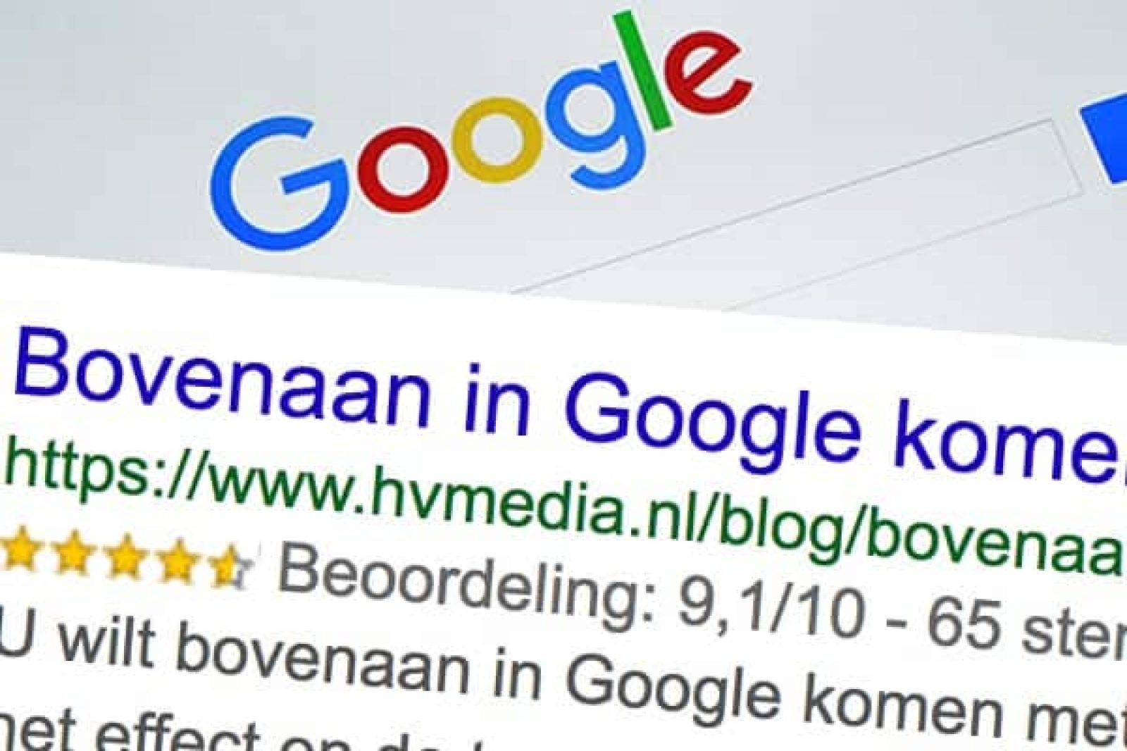 Bovenaan in Google meta data